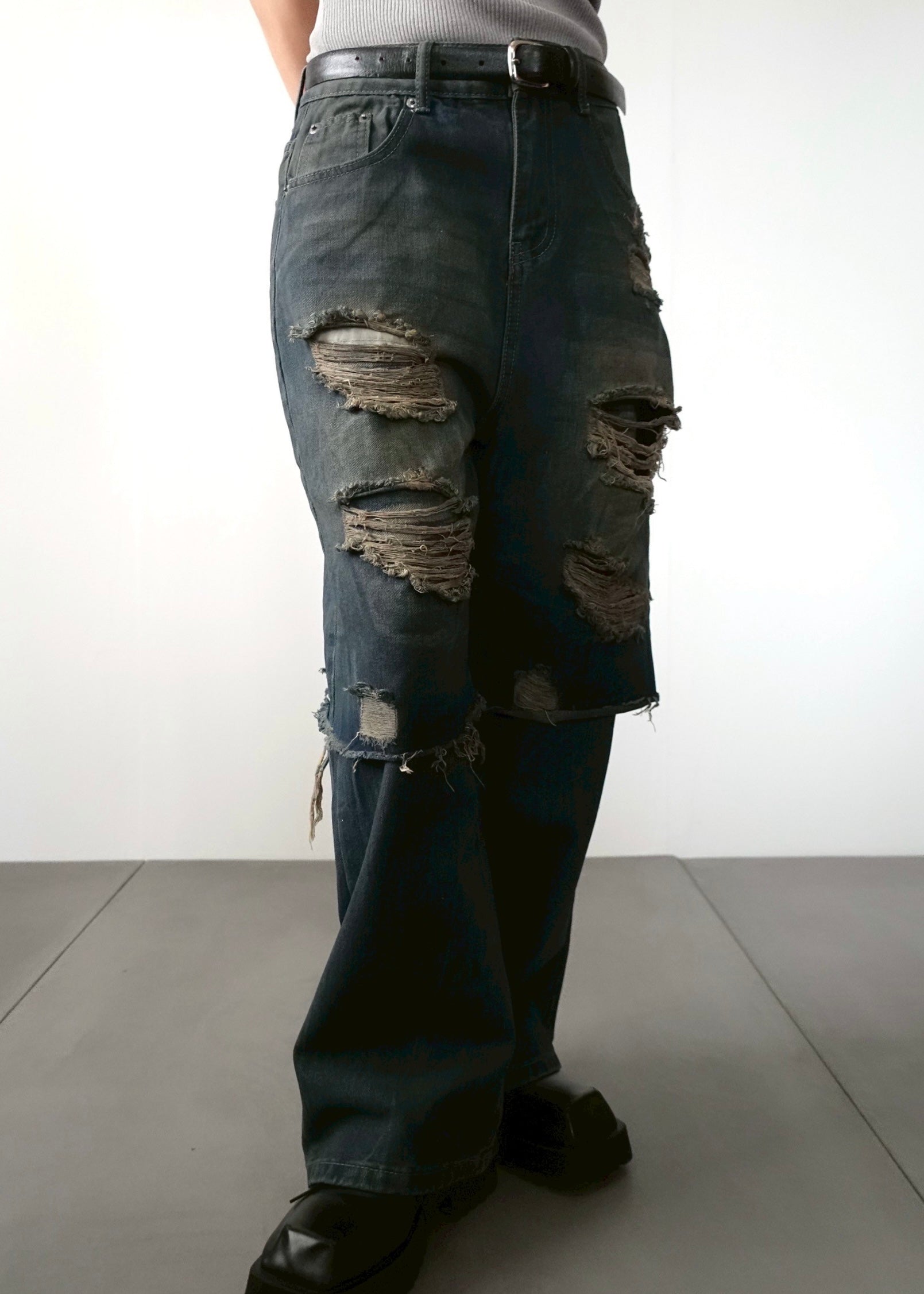 vetements 22ss レイヤード ダメージ加工 パンツ レイヤードダメージデニムパンツ – SH_KI