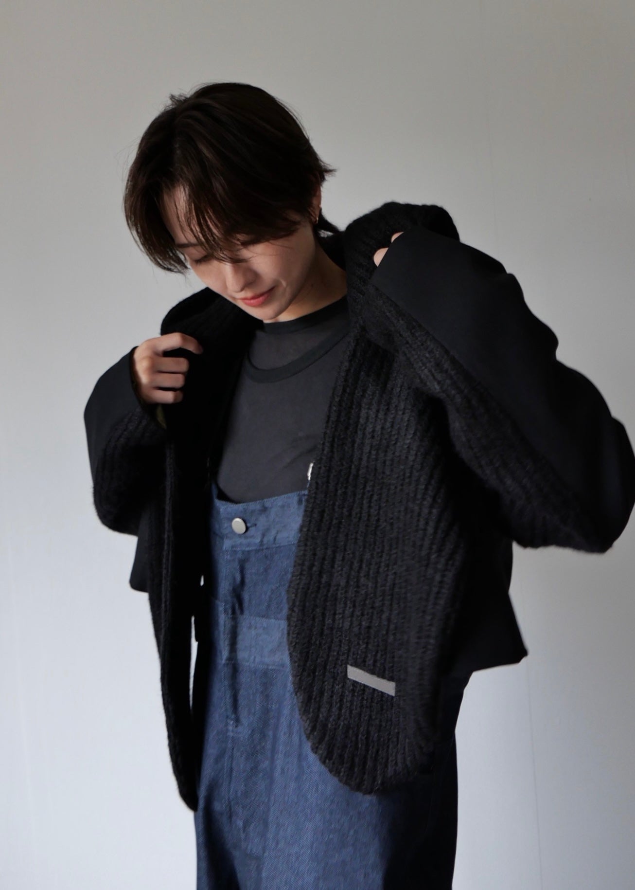 MOOKER フード付きブラックジャケット フードマフラー付きショートジャケット-BLACK- – SH_KI