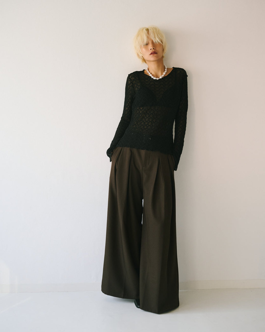 メッシュニットロングトップス
