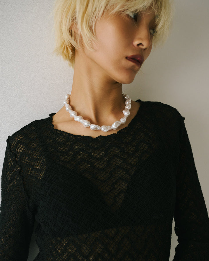 メッシュニットロングトップス