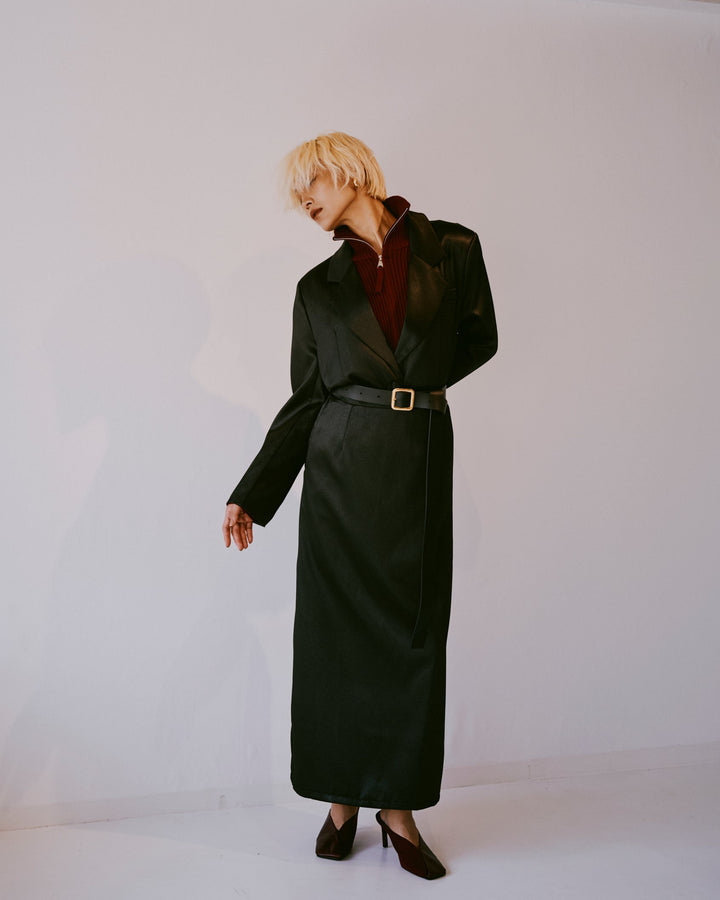 ジップアップリブニット
