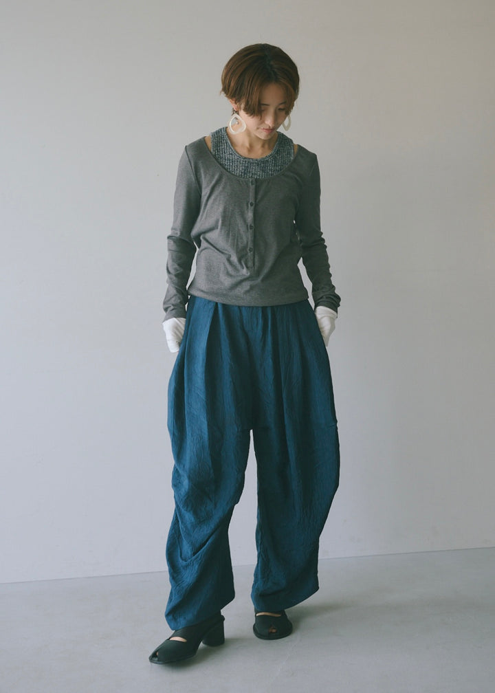 ドレープサテンワイドパンツ