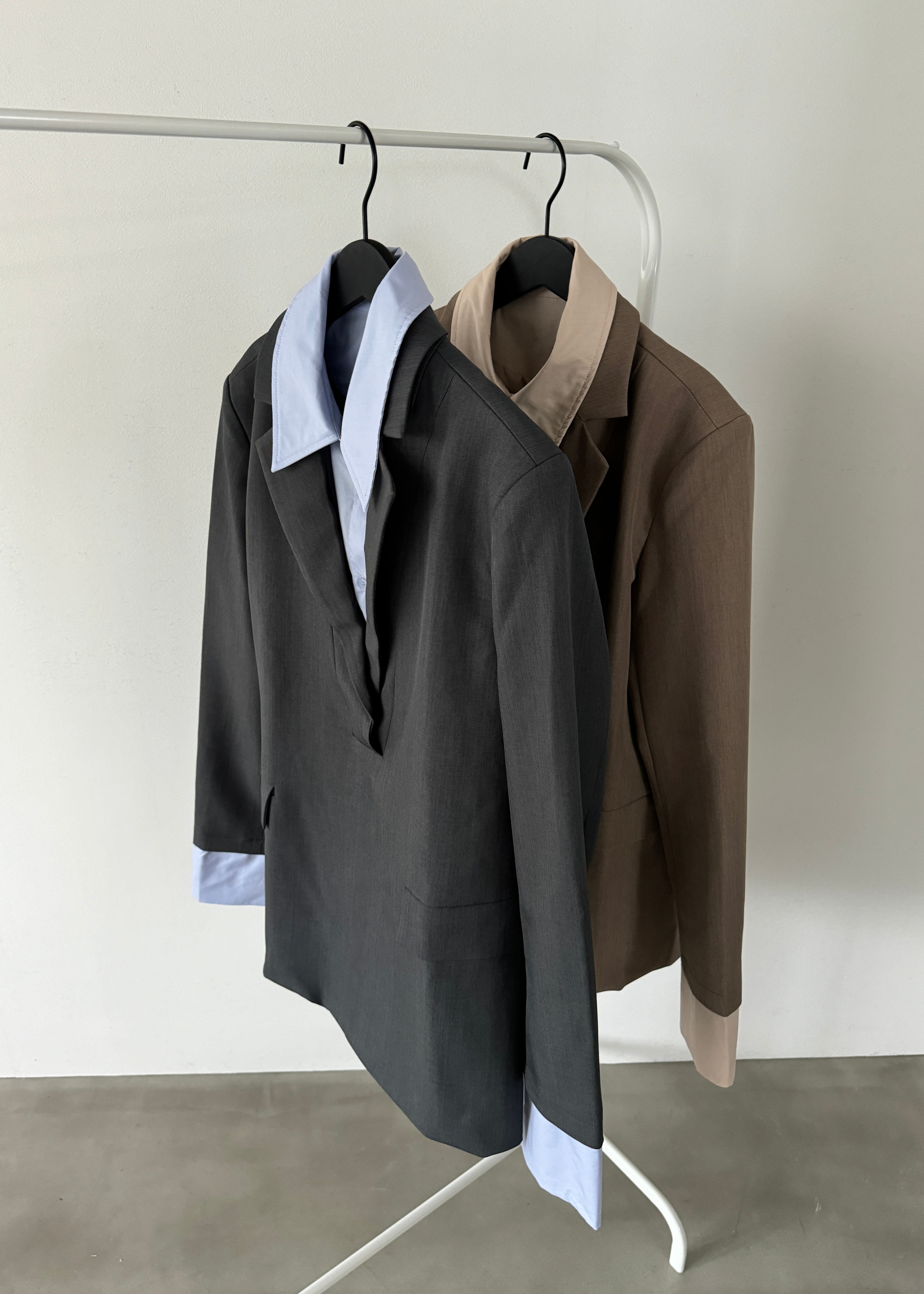 SH_KI レイヤードジャケットトップス GREY / F SH_KI レイヤードジャケットトップス GREY / F