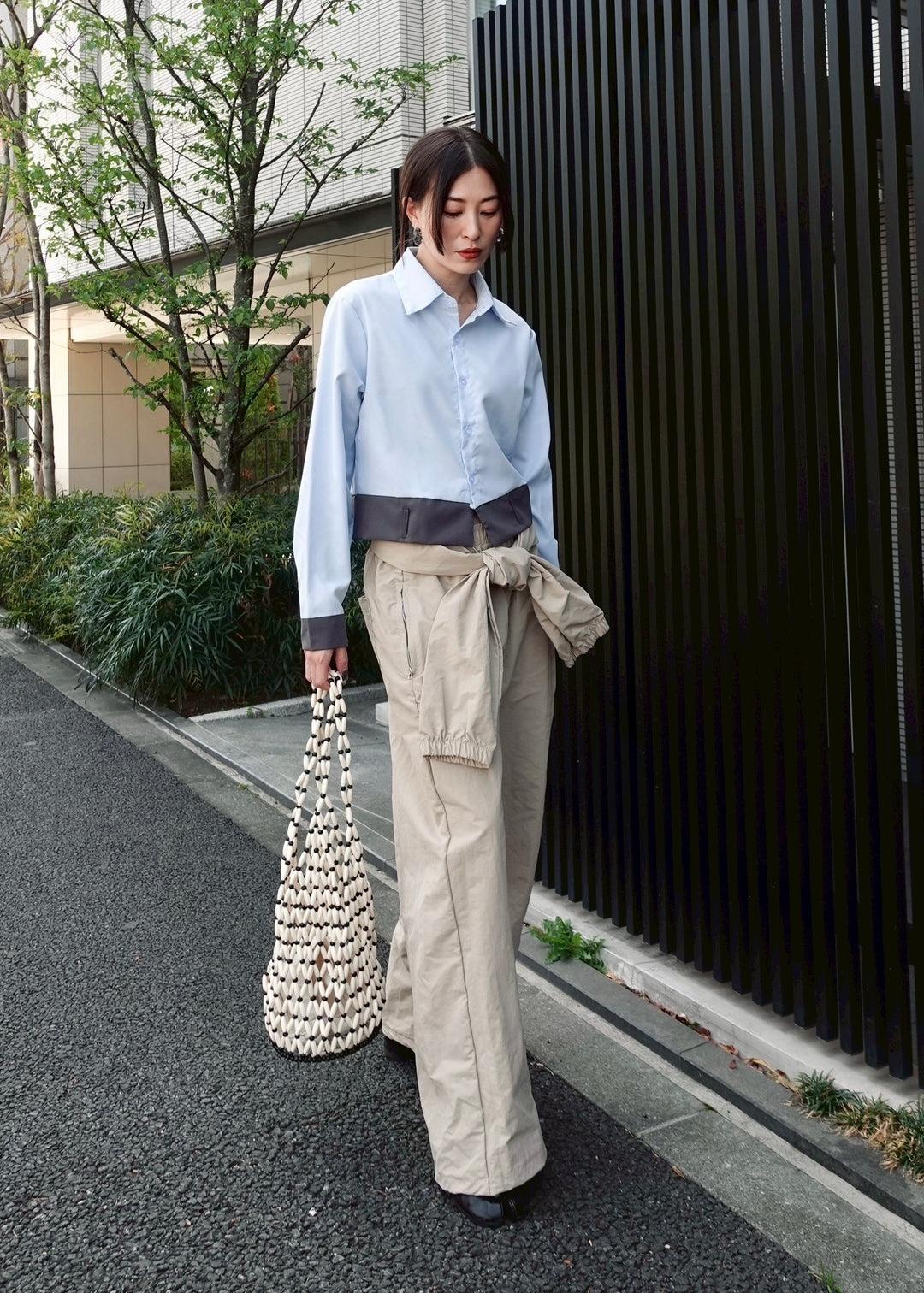 バイカラーショートシャツ