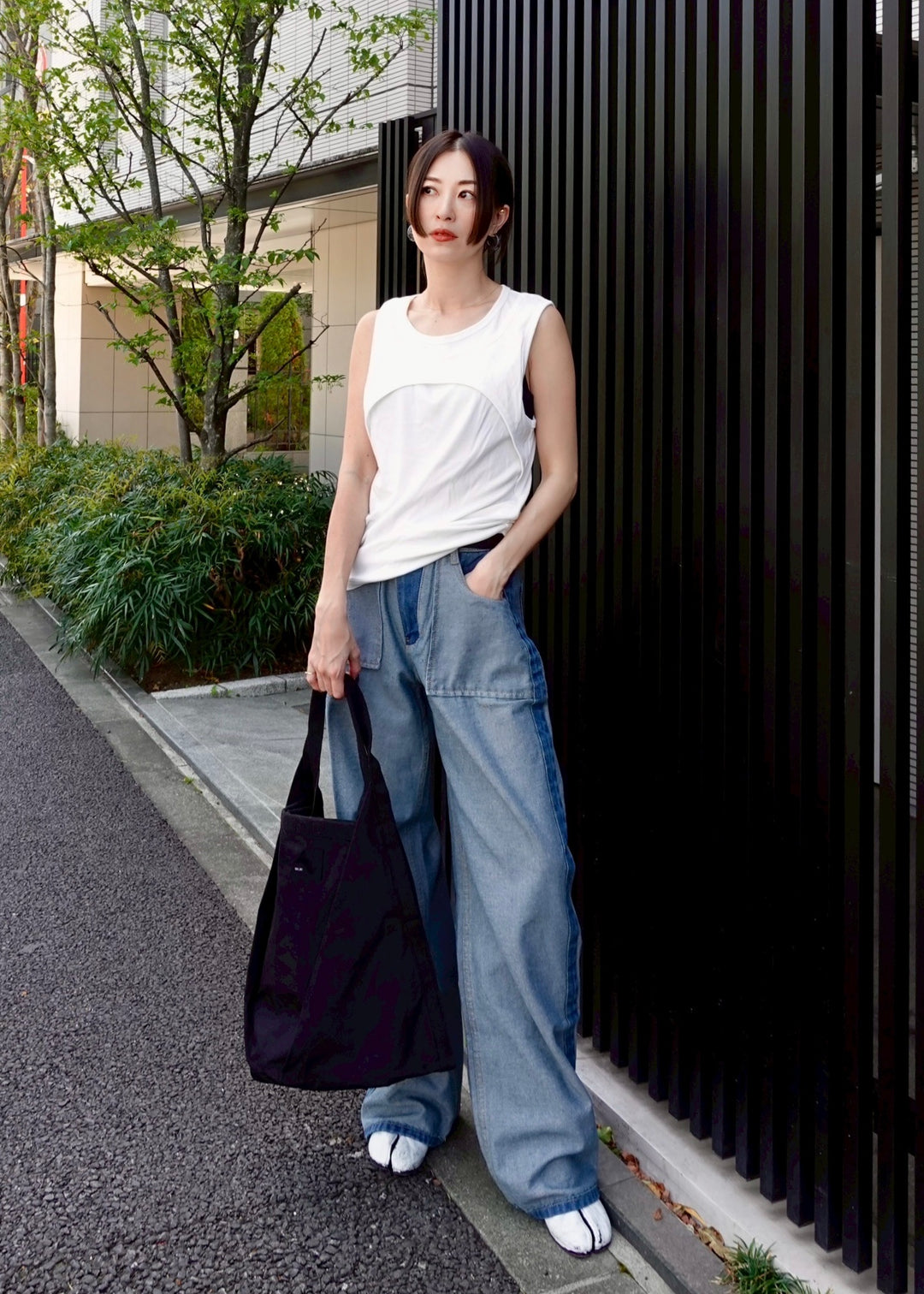 バイカラーポケットデニムパンツ