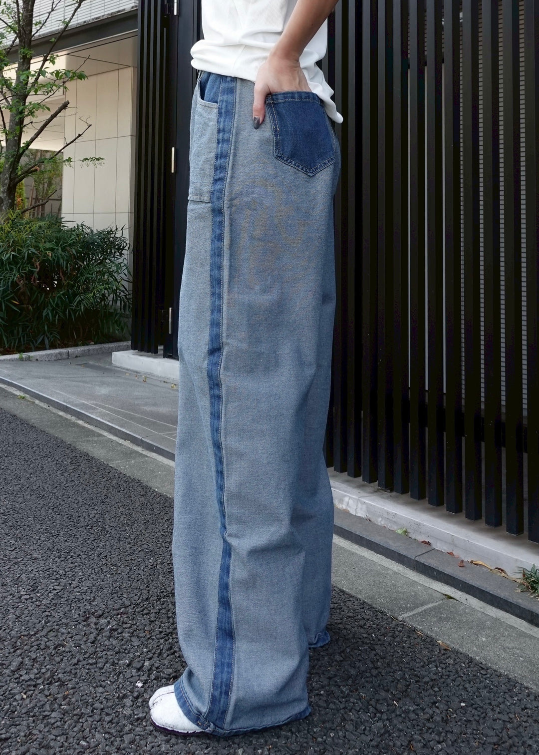バイカラーポケットデニムパンツ
