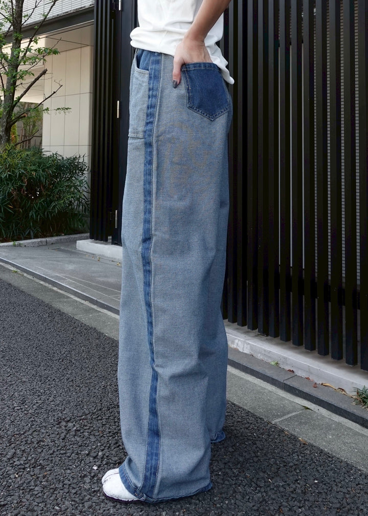 バイカラーポケットデニムパンツ