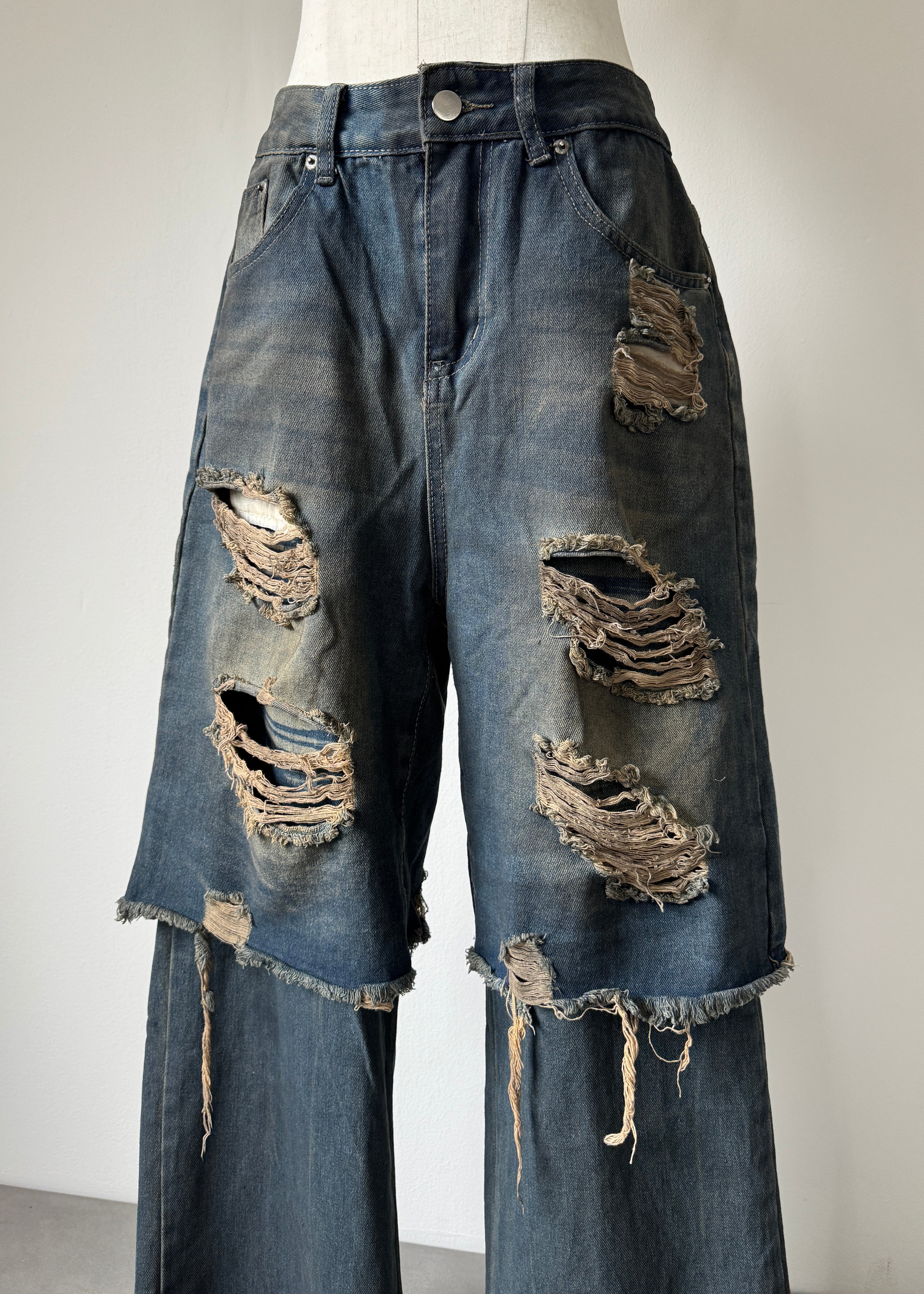 vetements 22ss レイヤード ダメージ加工 パンツ vetements 22ss レイヤード ダメージ加工 パンツ