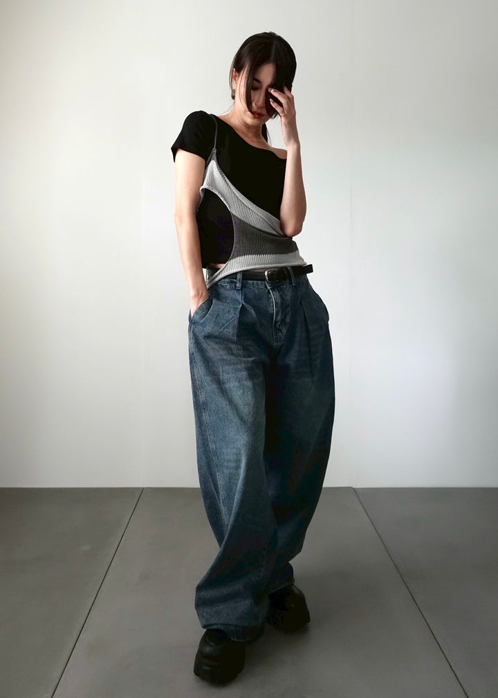 コクーンワイドデニムパンツ