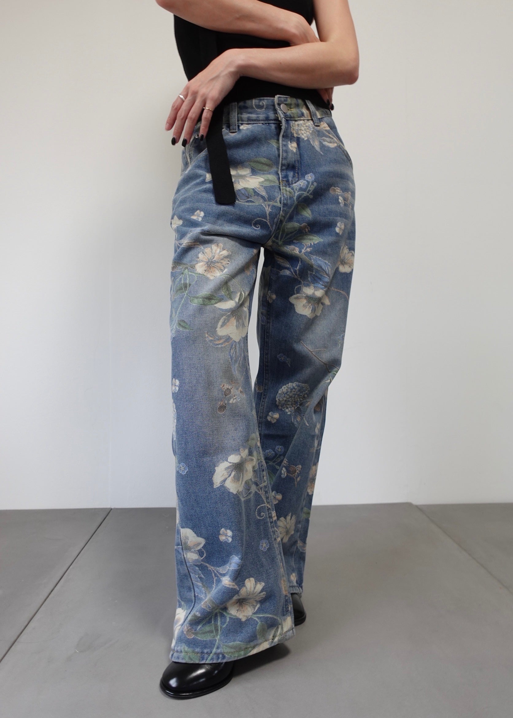 フラワープリントデニムパンツ – SH_KI