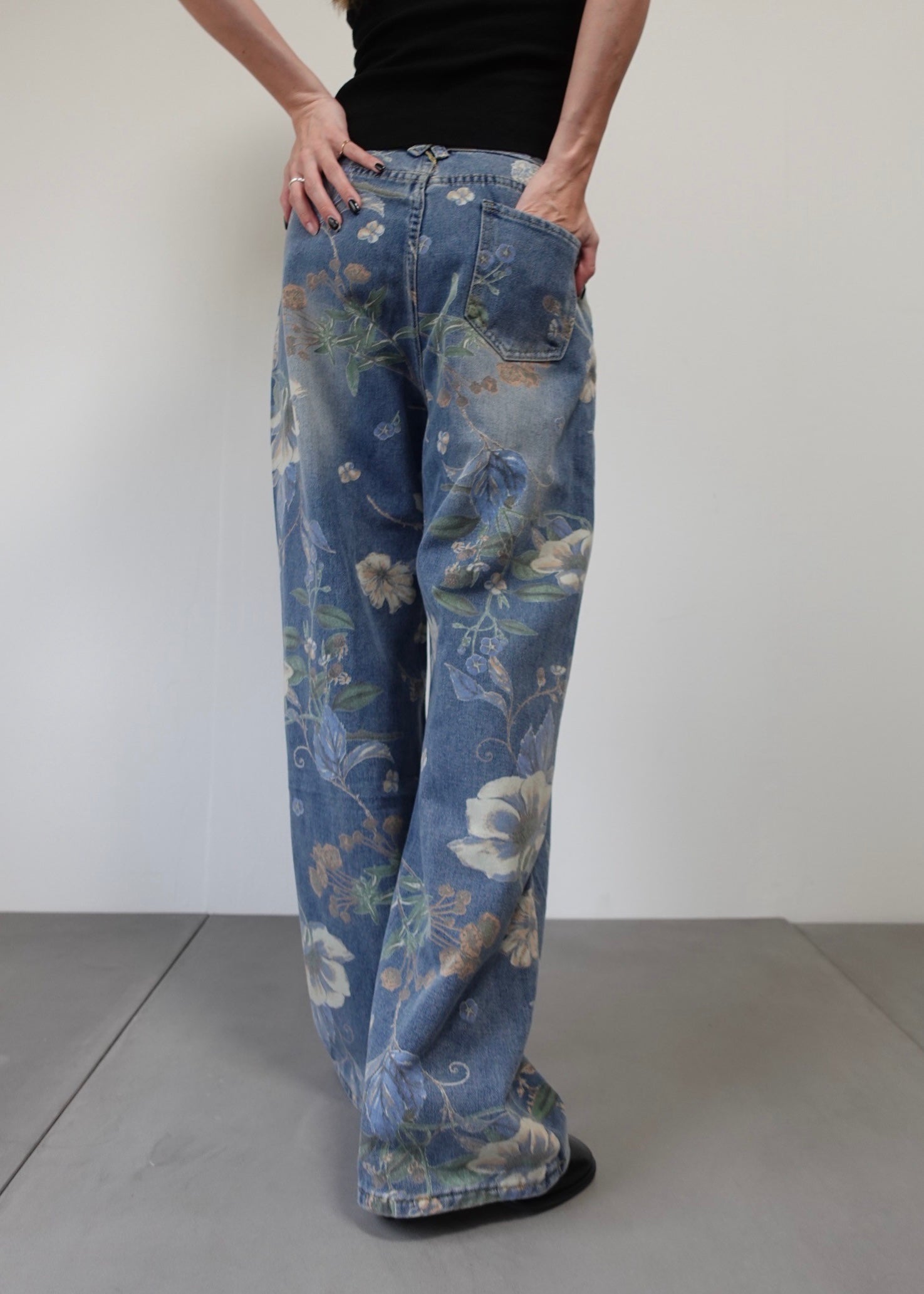FETICO フラワープリント デニムパンツ サイズ2 FETICO】FLOWER