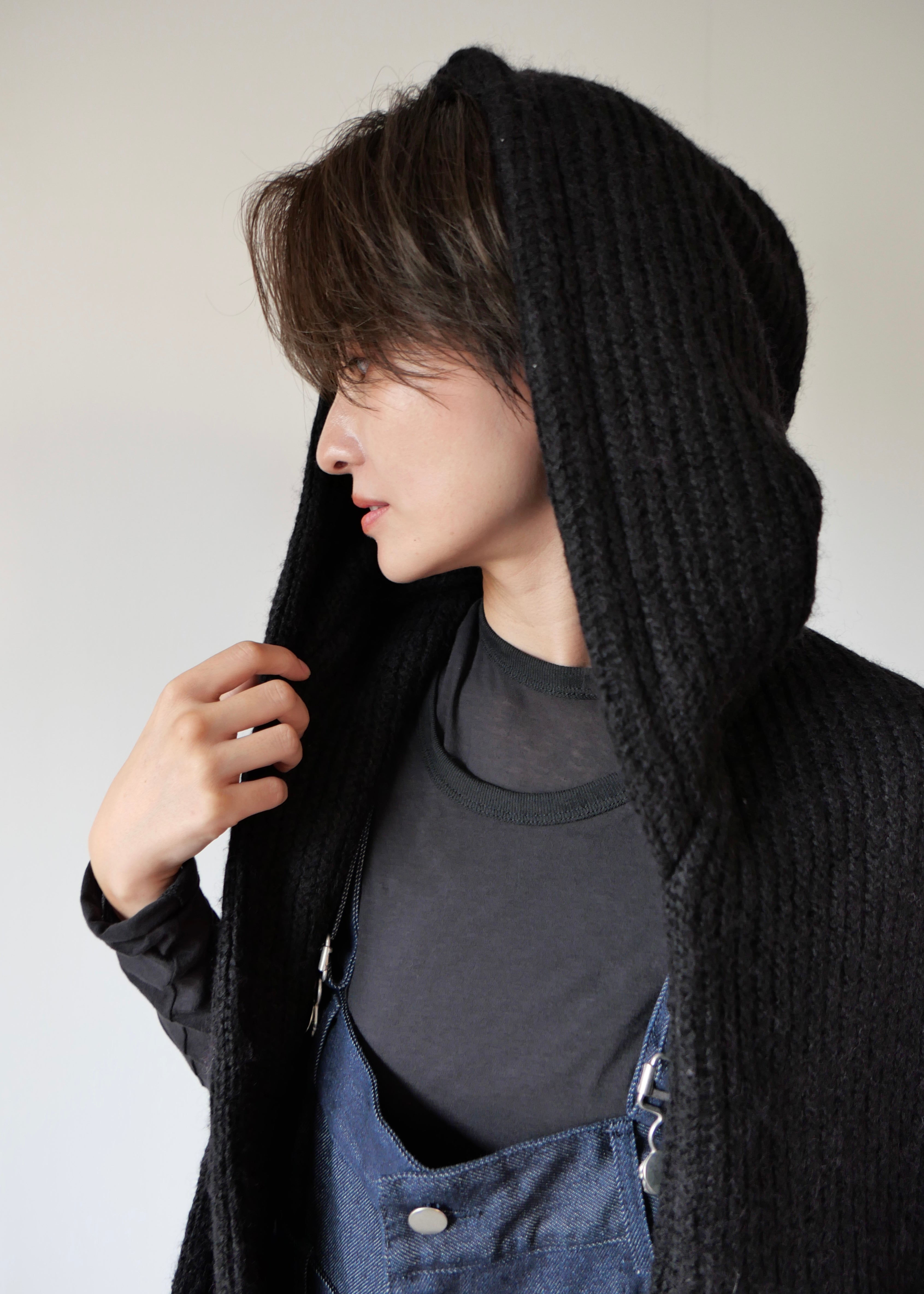 フードマフラー付きショートジャケット-BLACK- – SH_KI