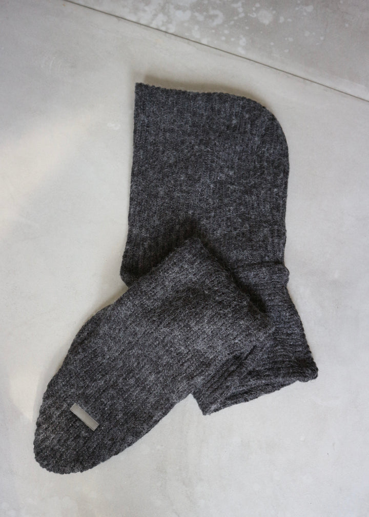 フードマフラー付きショートジャケット-GREY-