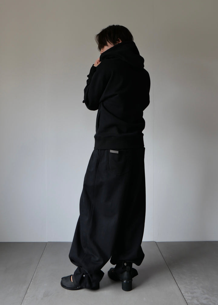 コクーンスリーブスウェットトップス-BLACK-