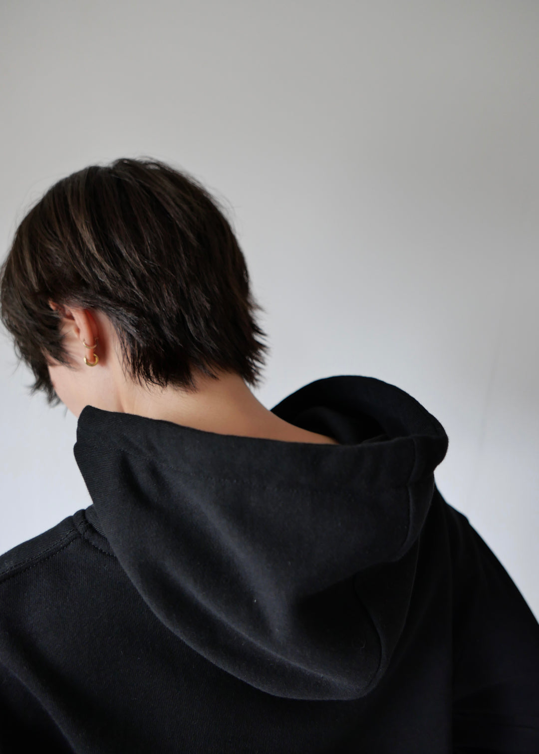 コクーンスリーブスウェットトップス-BLACK-
