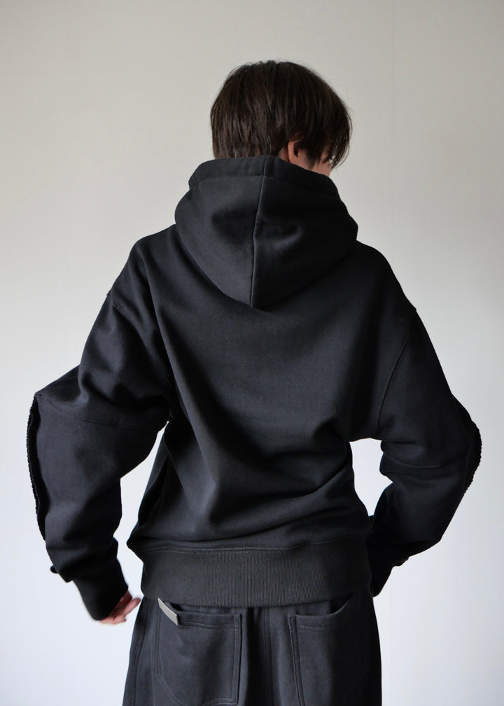 コクーンスリーブスウェットトップス-BLACK-