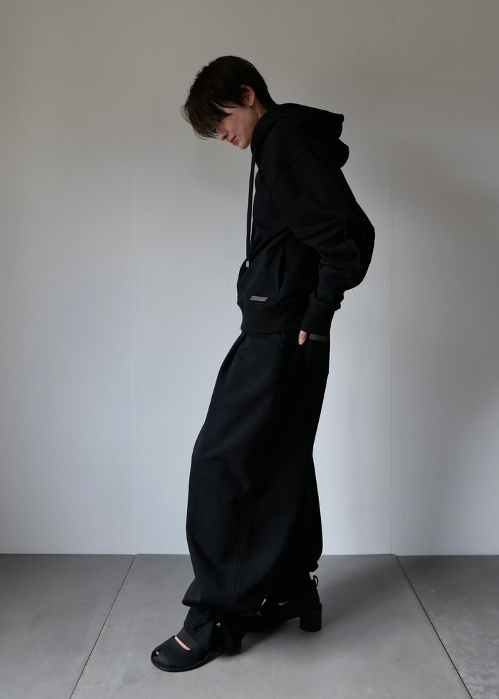 コクーンスリーブスウェットトップス-BLACK-