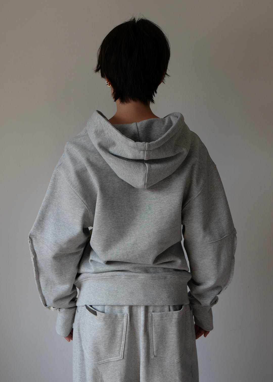 コクーンスリーブスウェットトップス-GREY-
