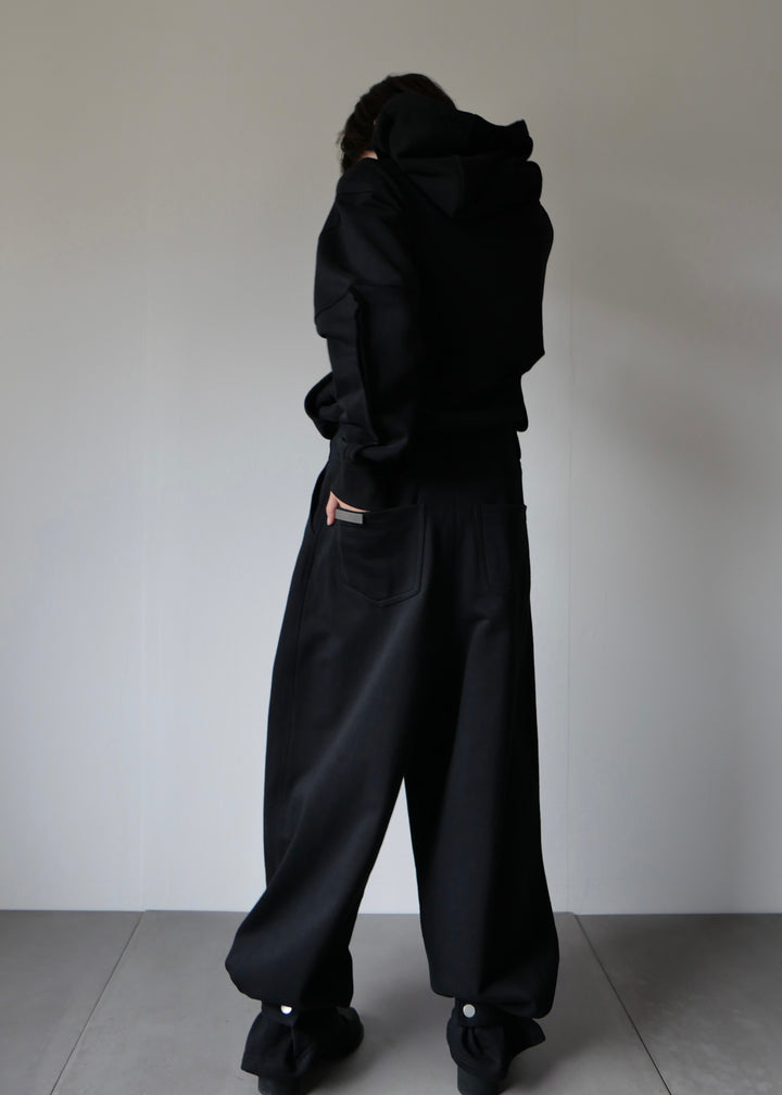 2WAYコクーンスウェットパンツ-BLACK-