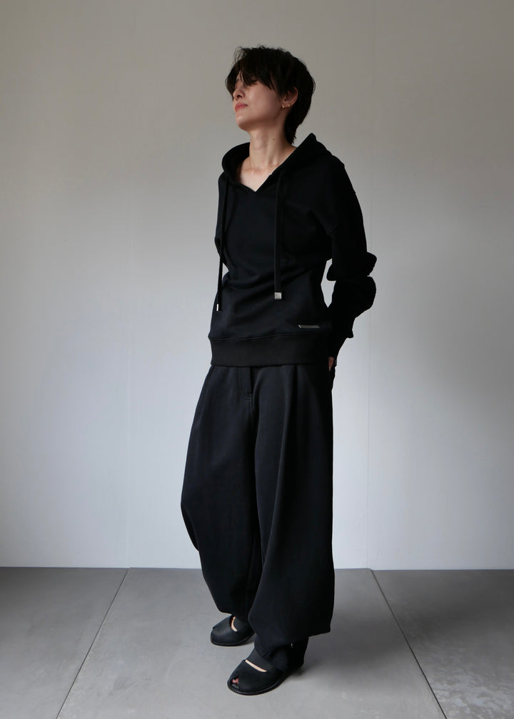 2WAYコクーンスウェットパンツ-BLACK-