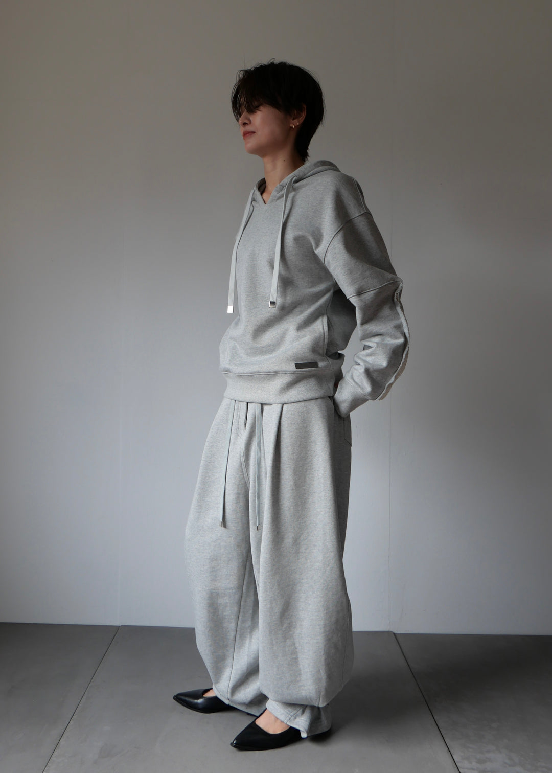 2WAYコクーンスウェットパンツ-GREY-