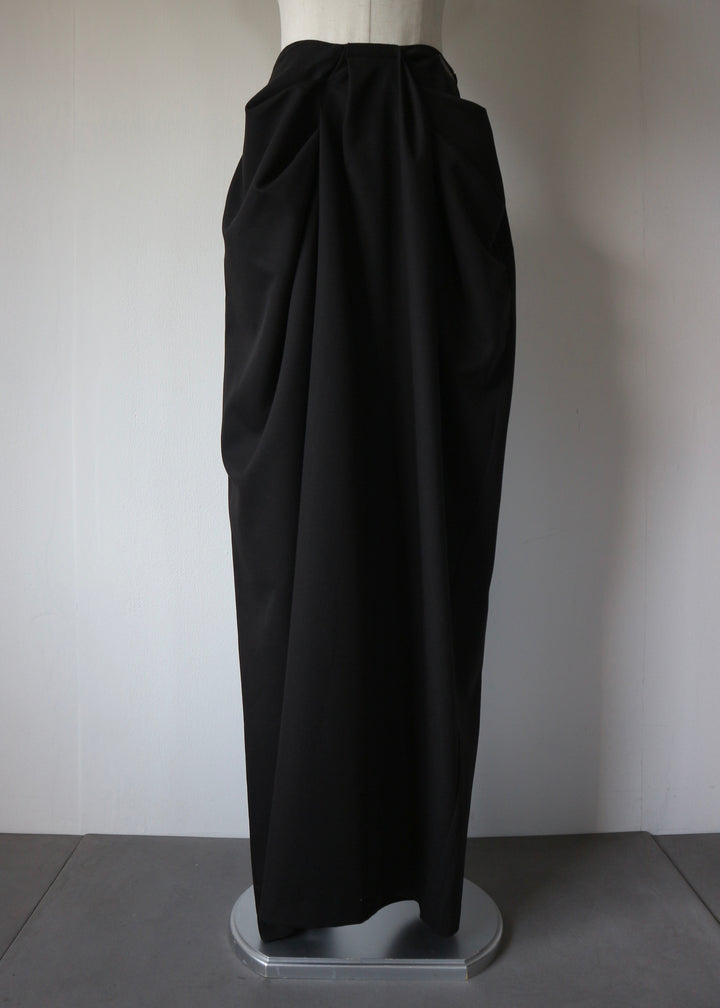 ドレープスラックスパンツ-BLACK-
