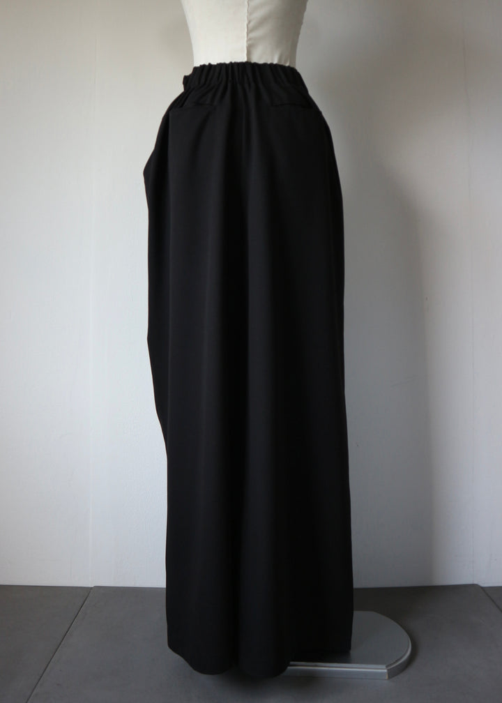 ドレープスラックスパンツ-BLACK-