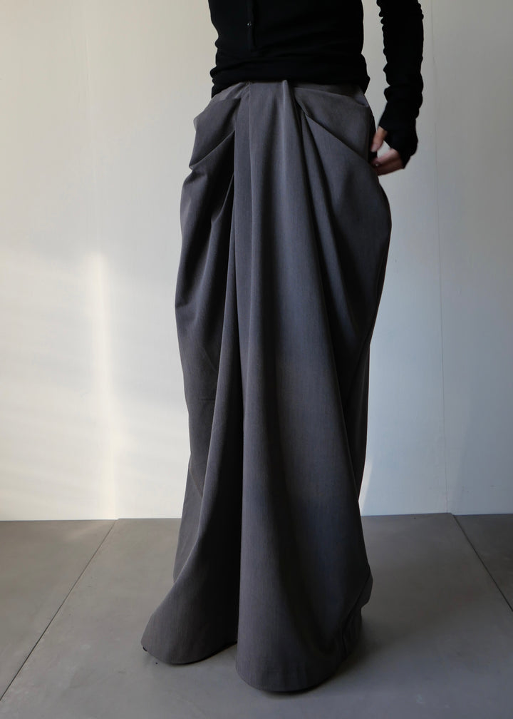 ドレープスラックスパンツ-GREY-