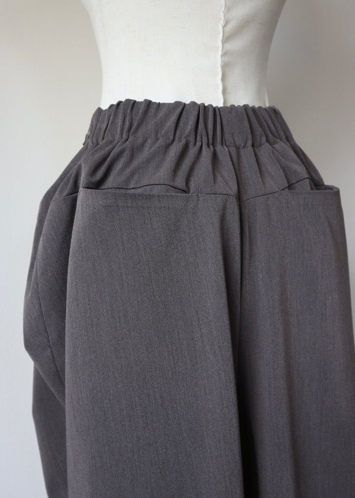 ドレープスラックスパンツ-GREY-