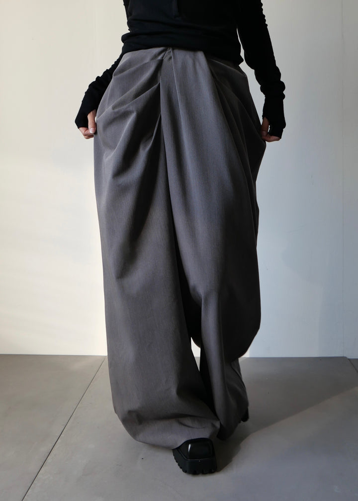 ドレープスラックスパンツ-GREY-