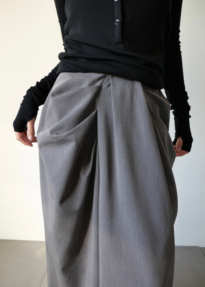 ドレープスラックスパンツ-GREY-