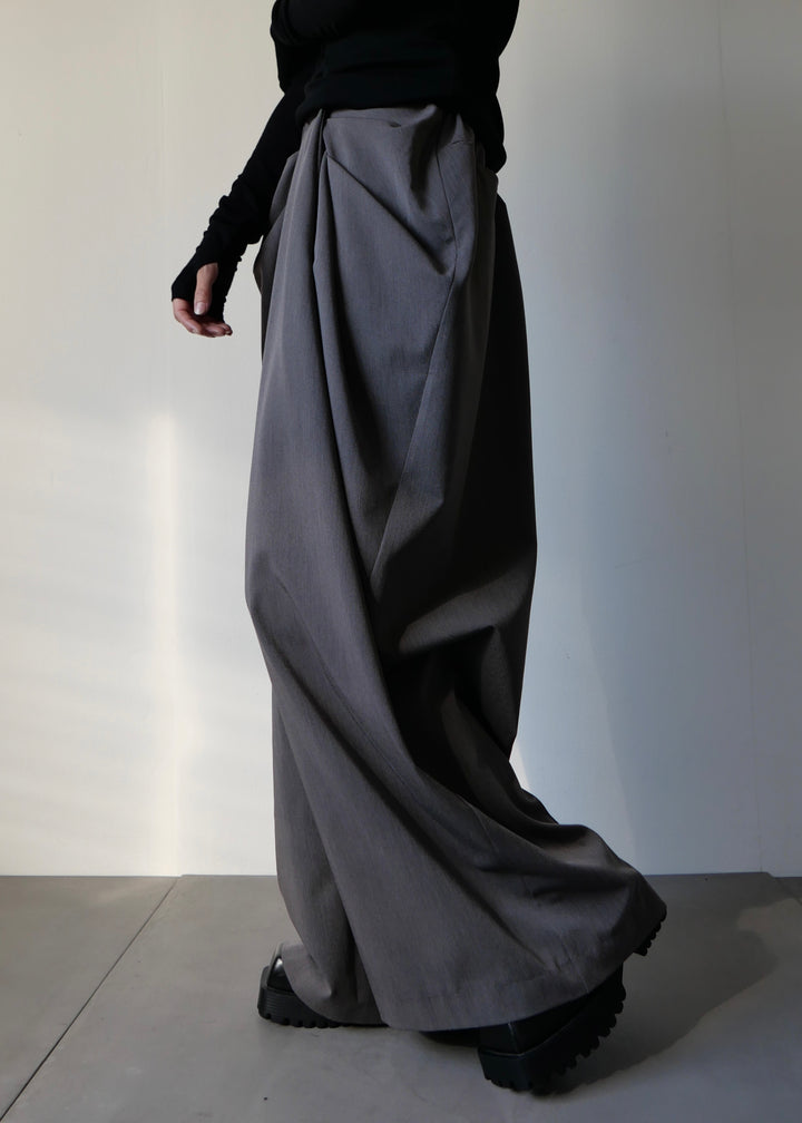ドレープスラックスパンツ-GREY-