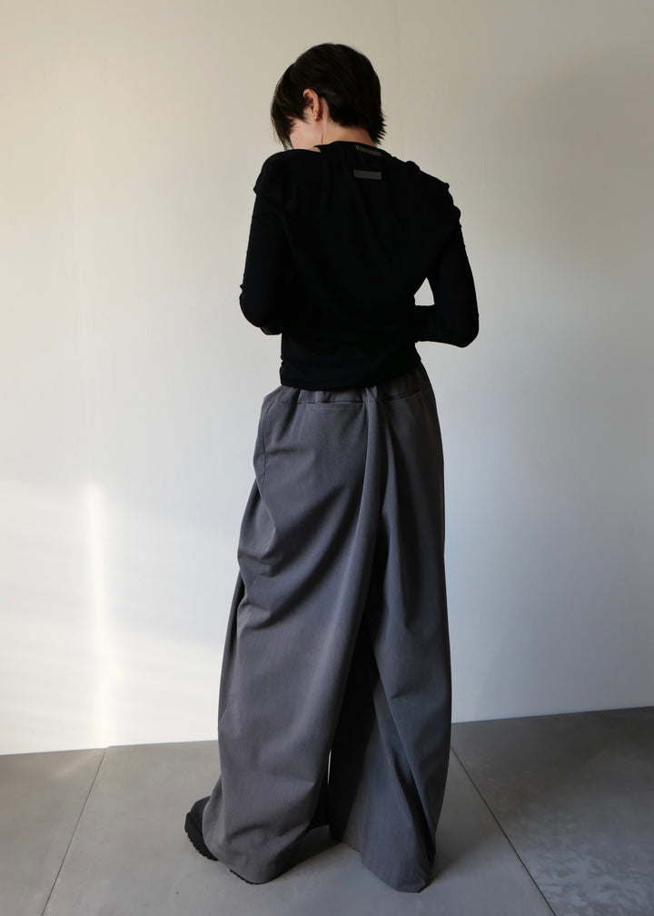 ドレープスラックスパンツ-GREY-