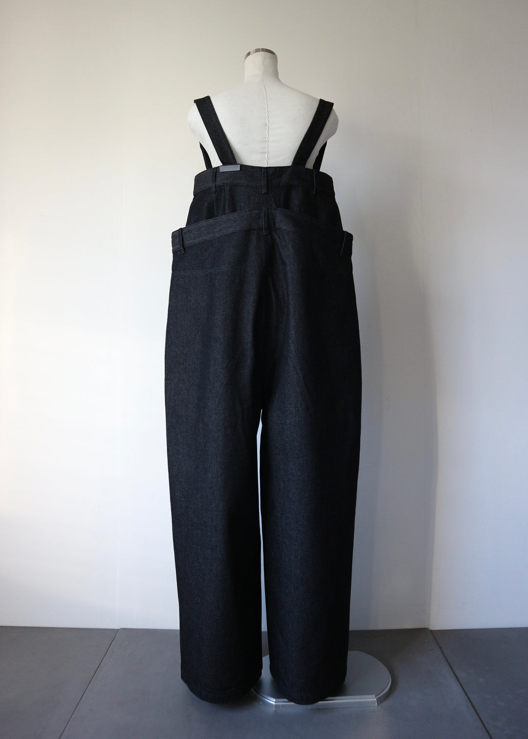 レイヤードワイドデニムサロペット-BLACK-