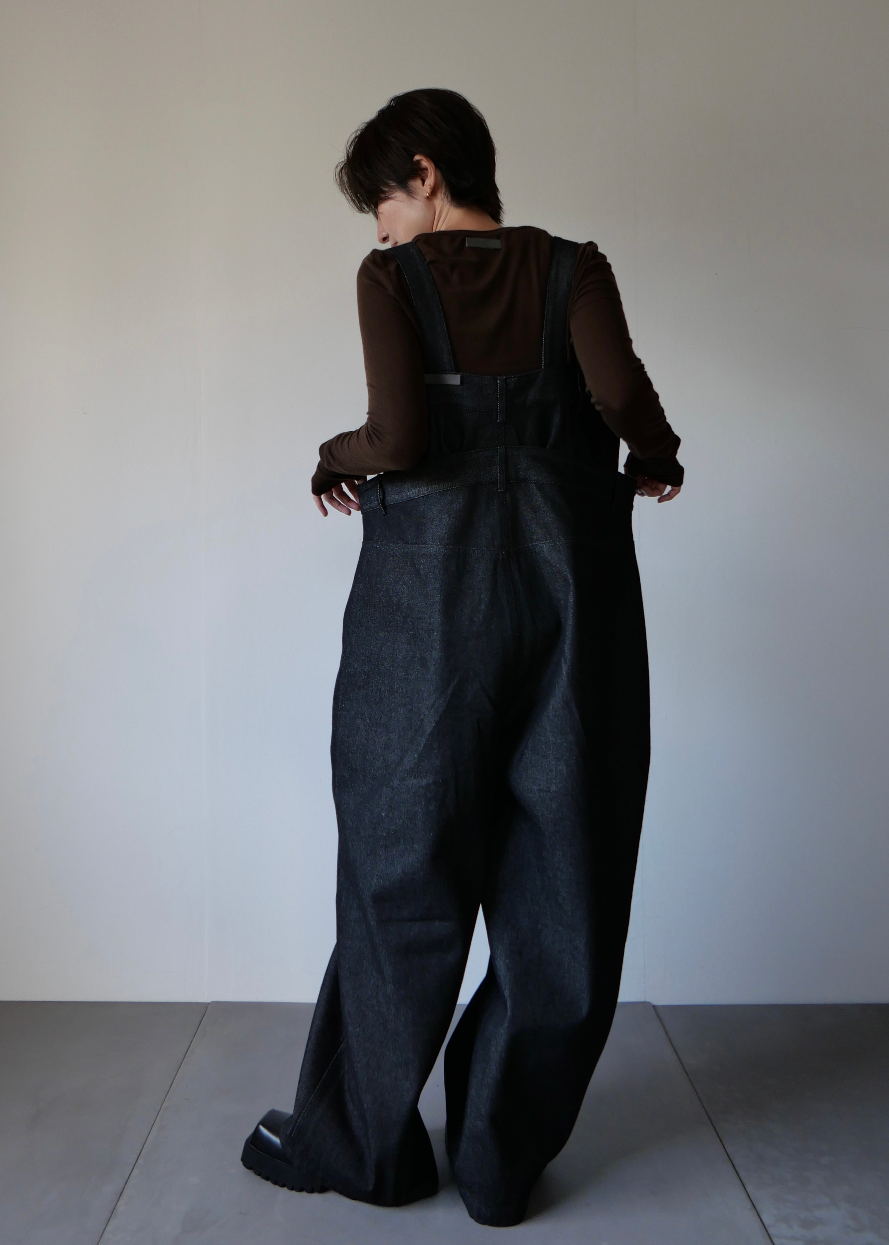レイヤードワイドデニムサロペット-BLACK- – SH_KI