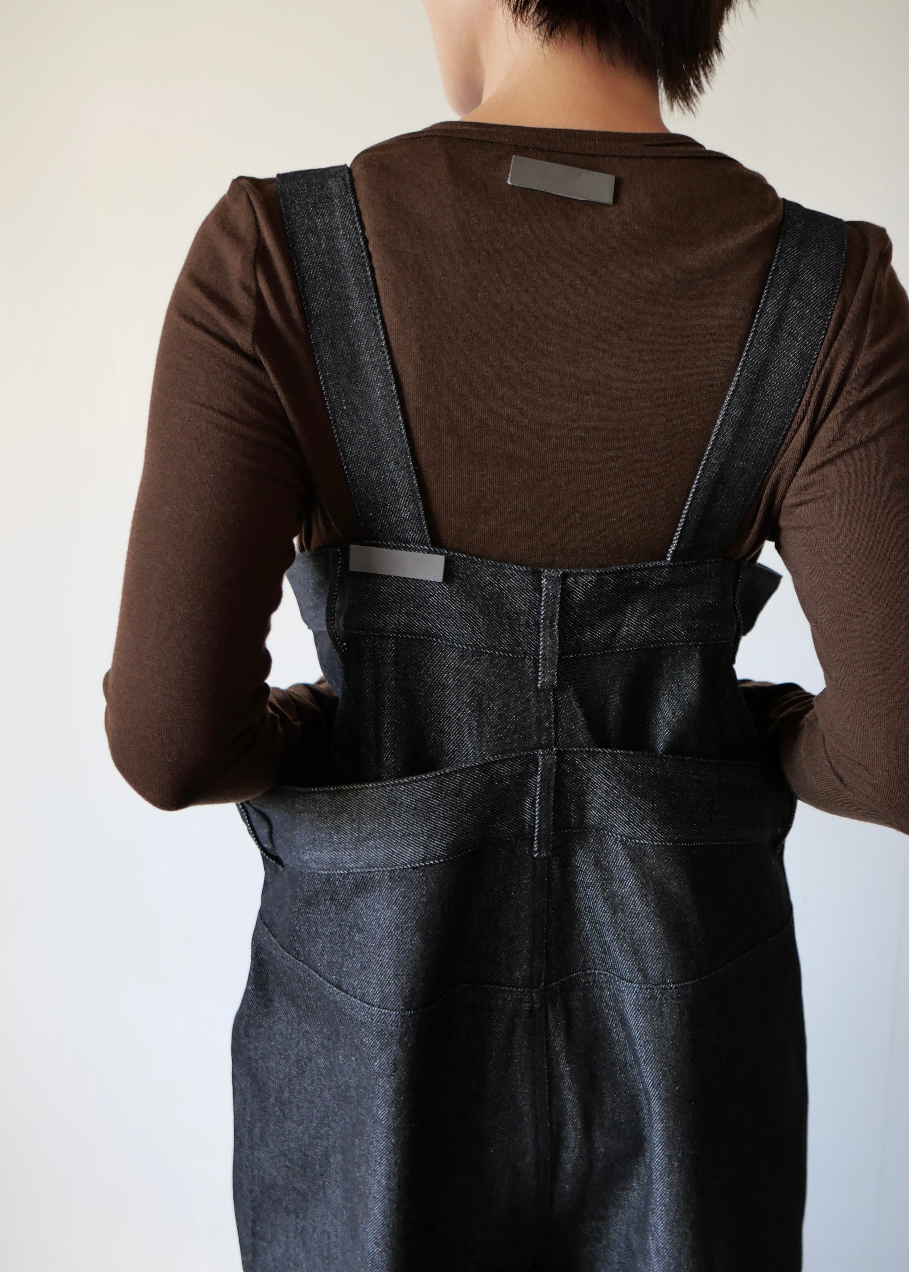 レイヤードワイドデニムサロペット-BLACK- – SH_KI