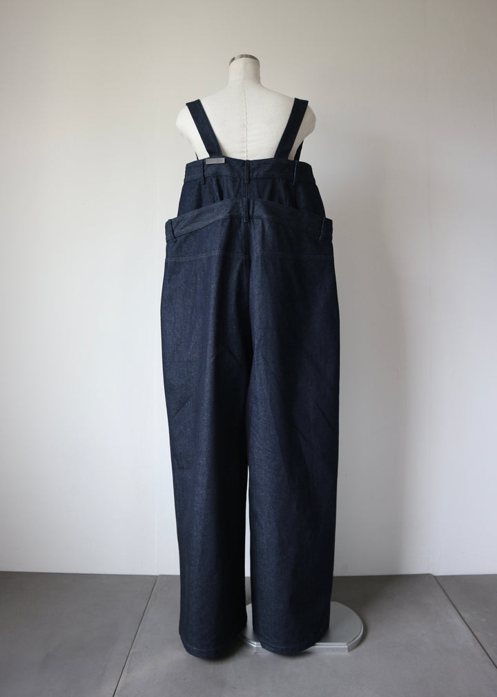 レイヤードワイドデニムサロペット-INDIGO-