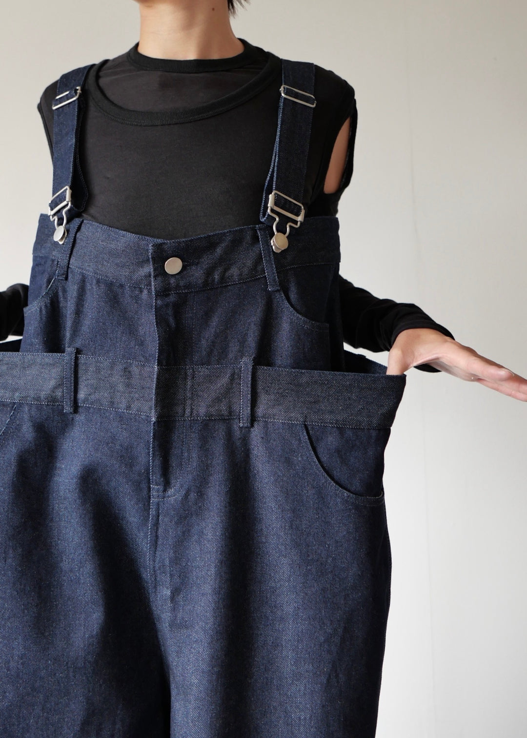 レイヤードワイドデニムサロペット-INDIGO-