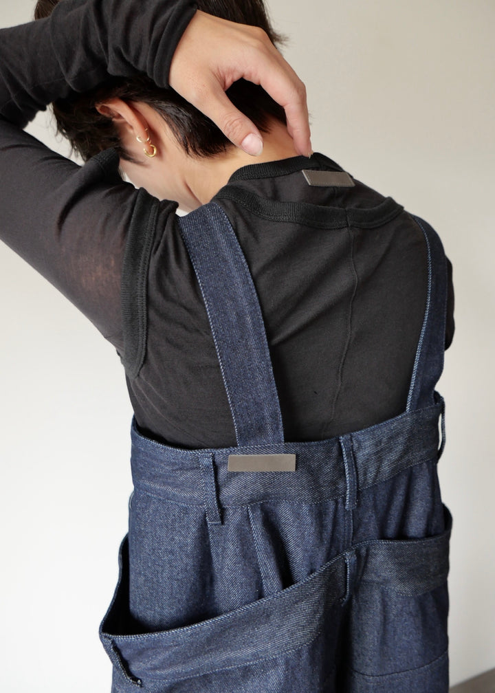 レイヤードワイドデニムサロペット-INDIGO-