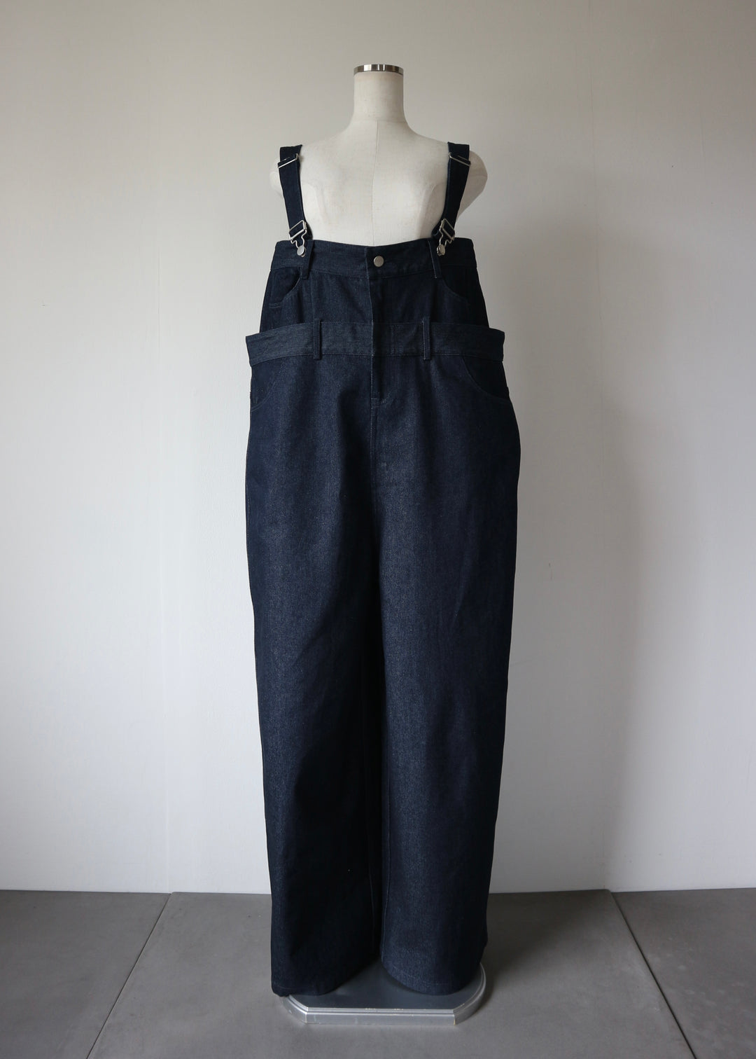 レイヤードワイドデニムサロペット-INDIGO-