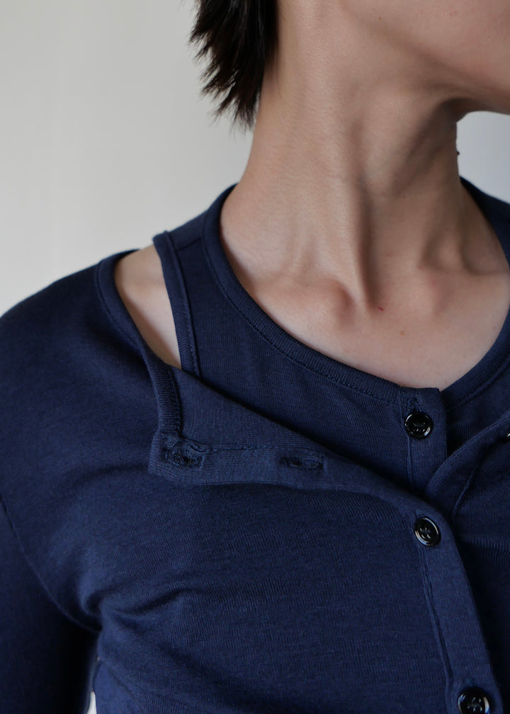 ヘンリーネックレイヤードトップス