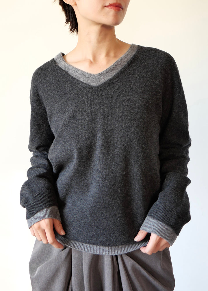 ベーシックVネックニットトップス