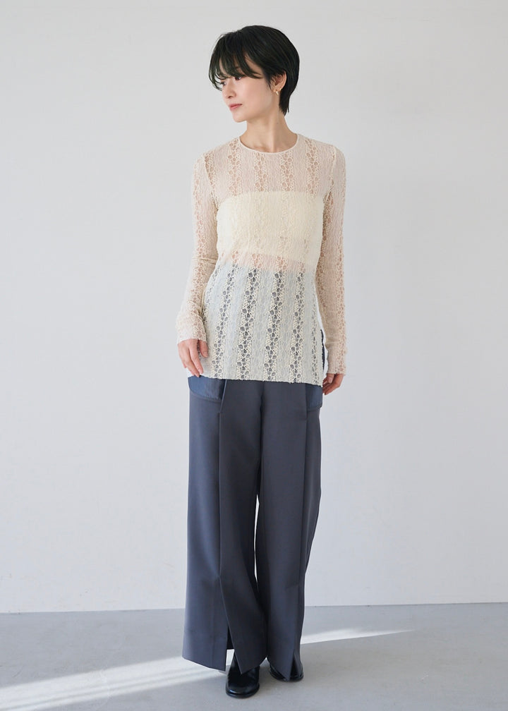 サイドスリットレーストップス