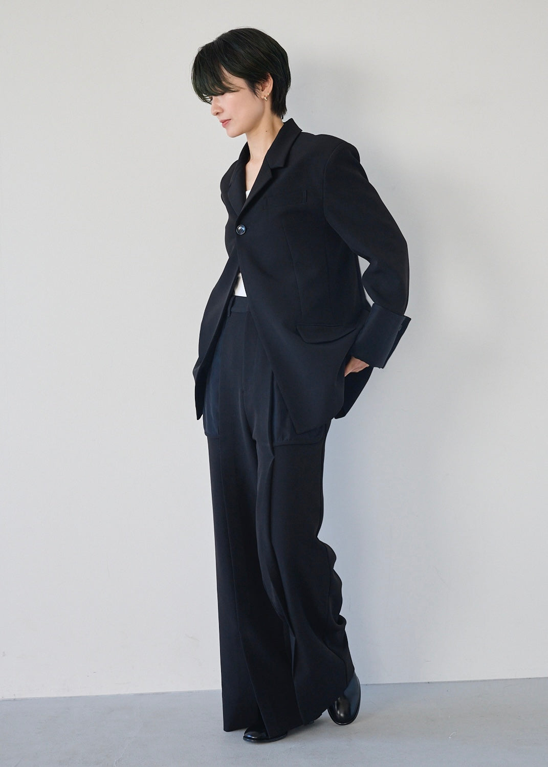 シアーコンビスリットジャケット_BLACK