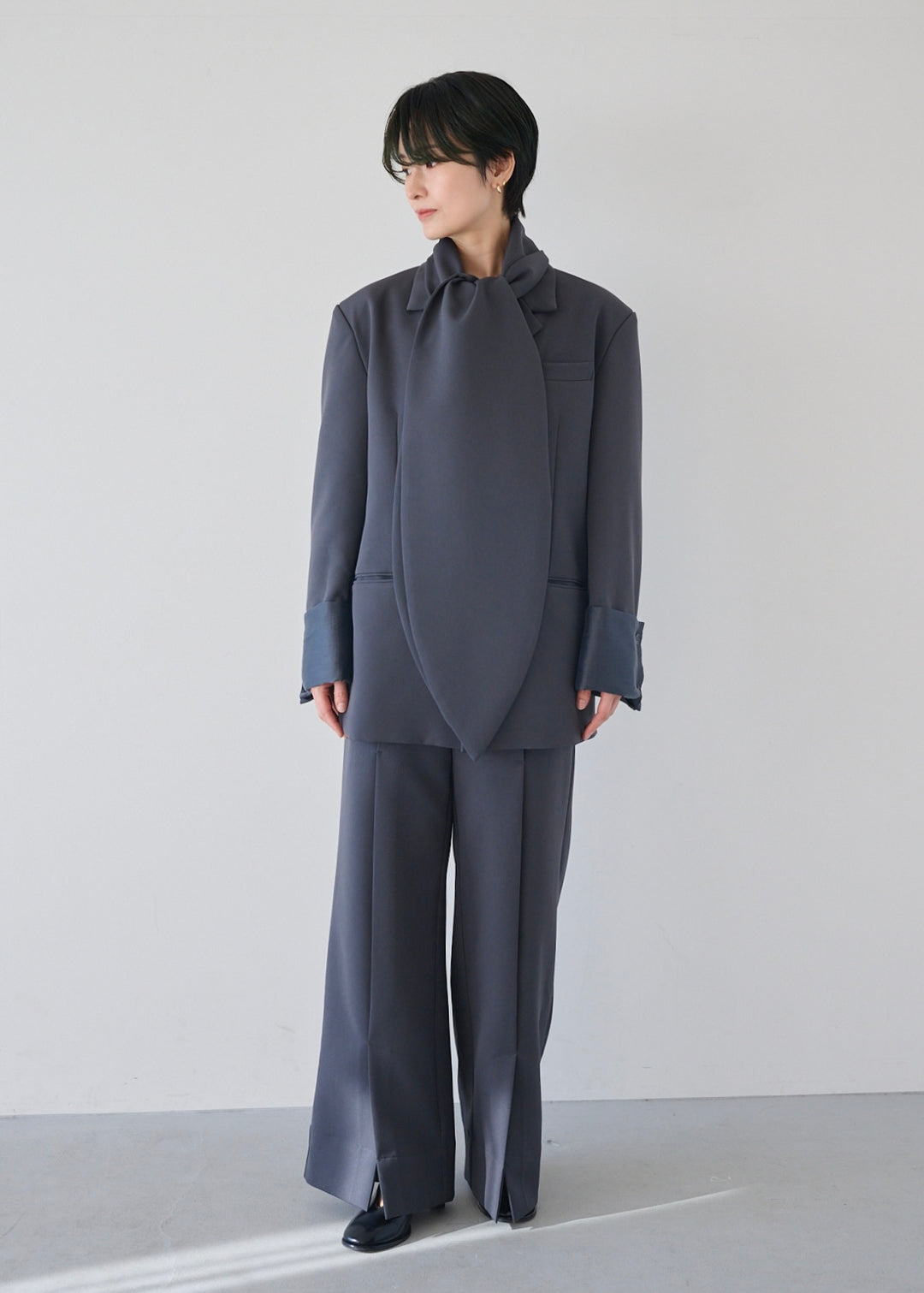 シアーコンビスリットジャケット_GREY