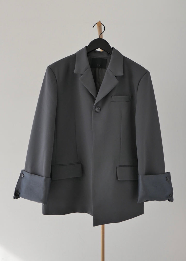 シアーコンビスリットジャケット_GREY