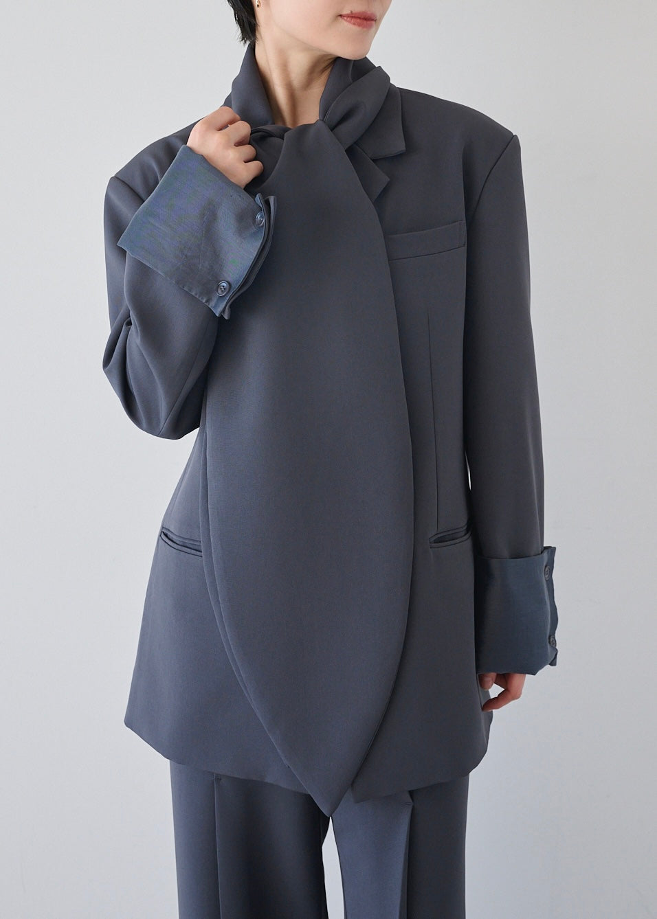 シアーコンビスリットジャケット_GREY