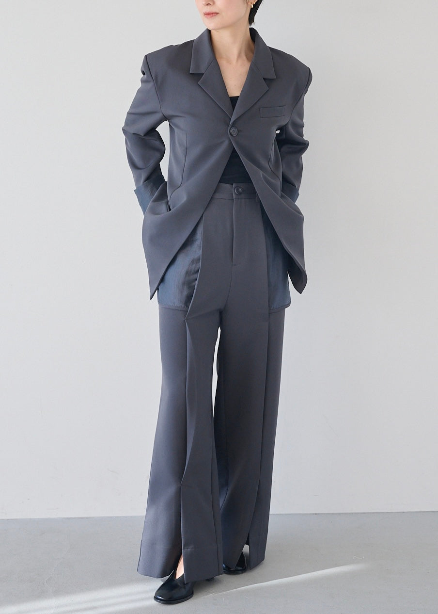 シアーコンビスリットジャケット_GREY