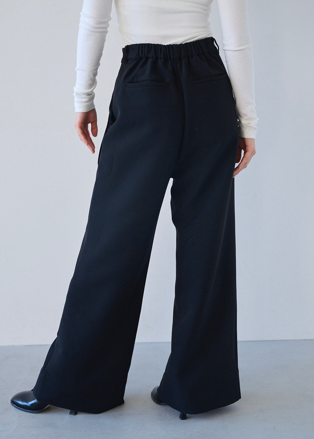 シアーコンビスリットパンツ_BLACK