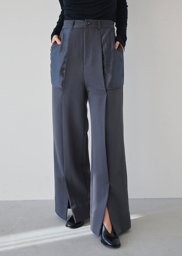 シアーコンビスリットパンツ_GREY